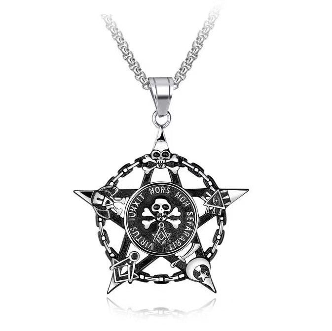 Wholesale Fashion  Hip-Hop Necklace for Men, Personalized Punk Style Steel Chain Pendan